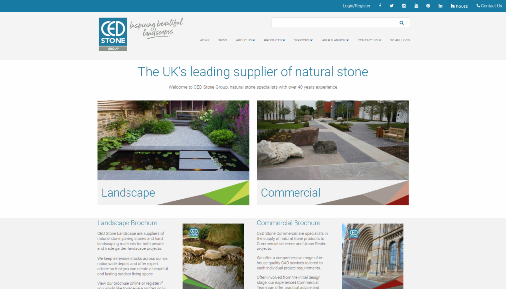 Screenshot of CED Stone website