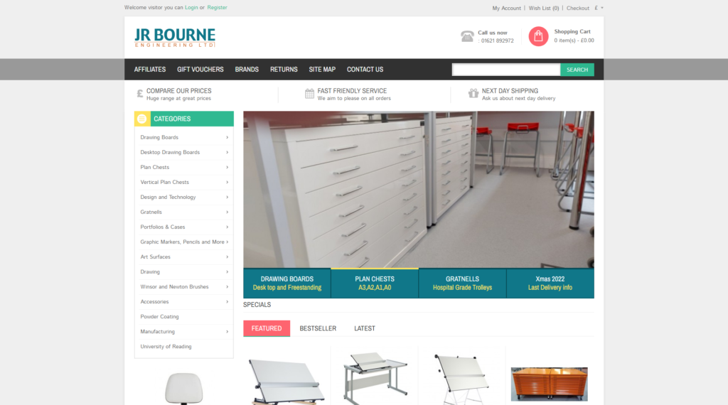 Screenshot of JR Bourne website