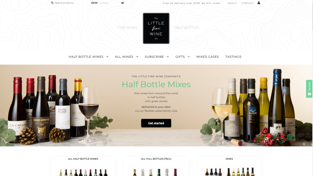 Screenshot of Little Fine Wine website